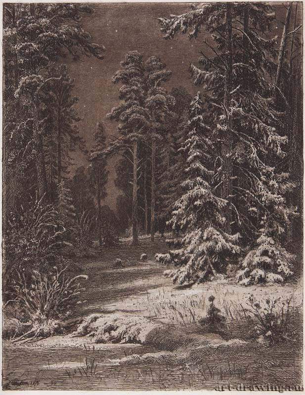 Зимняя лунная ночь. 1876-1892 - 30,5 х 23.5