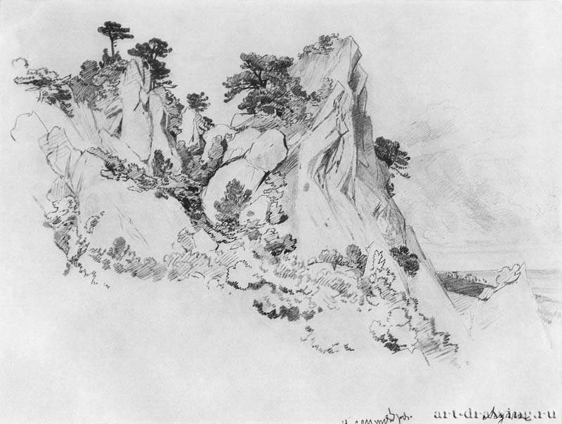 Сосны на отвесных скалах. 1879 - 26,4 х 32,3