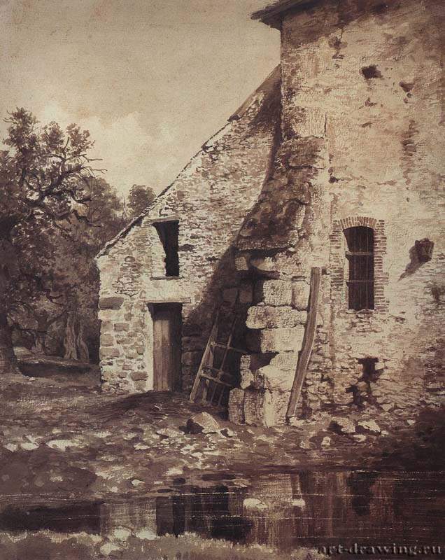 Старый дом на берегу пруда. 1860-е - 33 х 26,5