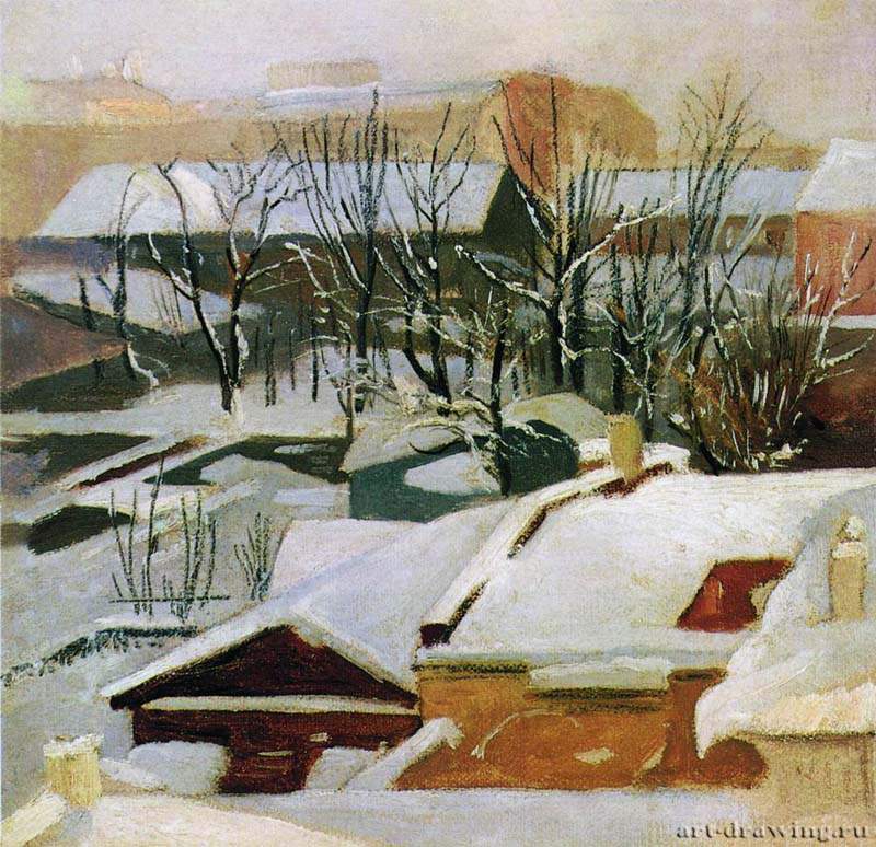 Городские крыши зимой. 1880-1890 - 22 х 22.5