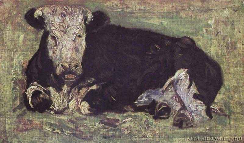 Лежащая корова. 1883 - 30 x 50 см. Холст, масло. Постимпрессионизм. Нидерланды и Франция. Частное собрание.
