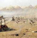 Нападают врасплох, 1871 г. - Холст, масло; 82 x 206,7 см. Государственная Третьяковская галерея. Москва. Россия. Картина из туркестанского цикла.