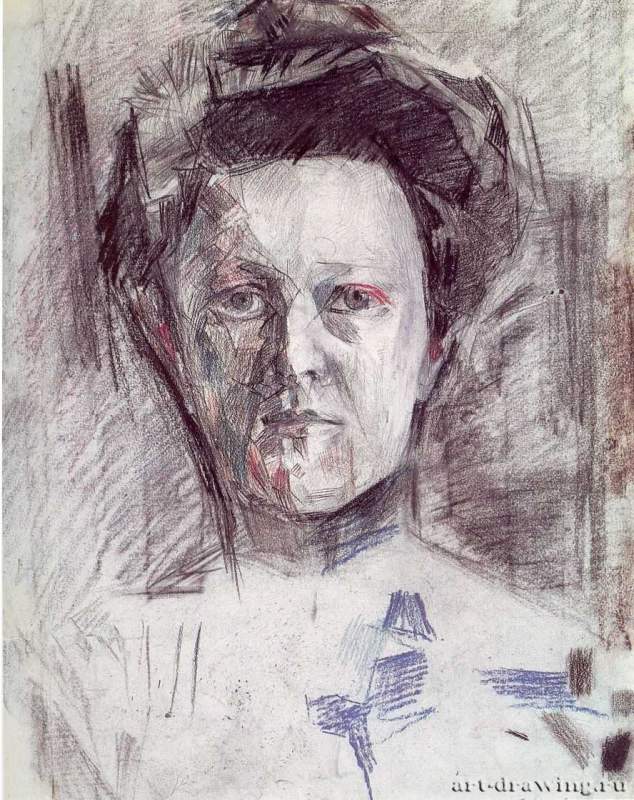 Портрет Веры Александровны Усольцевой, 1905 г. - Итальянский графитный, цветные карандаши, уголь; 42,4 x 34,2 см. Санкт-Петербург. Государственный Русский музей.