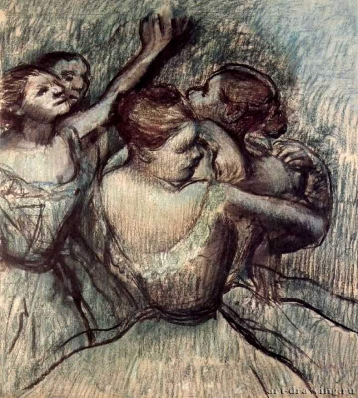 Полуфигуры четырех балерин, 1899 г. - Пастель на бумаге; 680 x 620 мм. Музей изящных искусств. Лион. Франция.