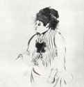 Женщина в полосатом жилете. 1880 - 160 х 118 мм Монотипия, оттиск чёрным, на белой бумаге Вена. Собрание графики Альбертина Франция