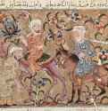 "Макам аль-Харири": Абу Саид помогает аль-Хариту найти украденного верблюда (двадцать седьмой макам). 1334 - 13,5 x 17 смБумагаБлижний ВостокОксфорд. Библиотека университетаКнижная миниатюра