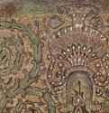 Внутреннее убранство мечети Купол скалы в Иерусалиме: сосуд с украшением в виде цветов и короной. 691 - Мозаика из смальты, перламутр, полудрагоценные камниБлижний ВостокИерусалим. Мечеть Купол скалыПостроена халифом Абд аль-Маликом (685-705)