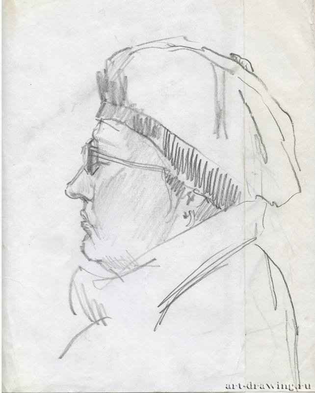 Портрет женщины, 2012 г. - Карандаш, бумага; 21,41 x 26,69 см. Частная коллекция. Москва. Россия. «Серия работ в московском метрополитене»